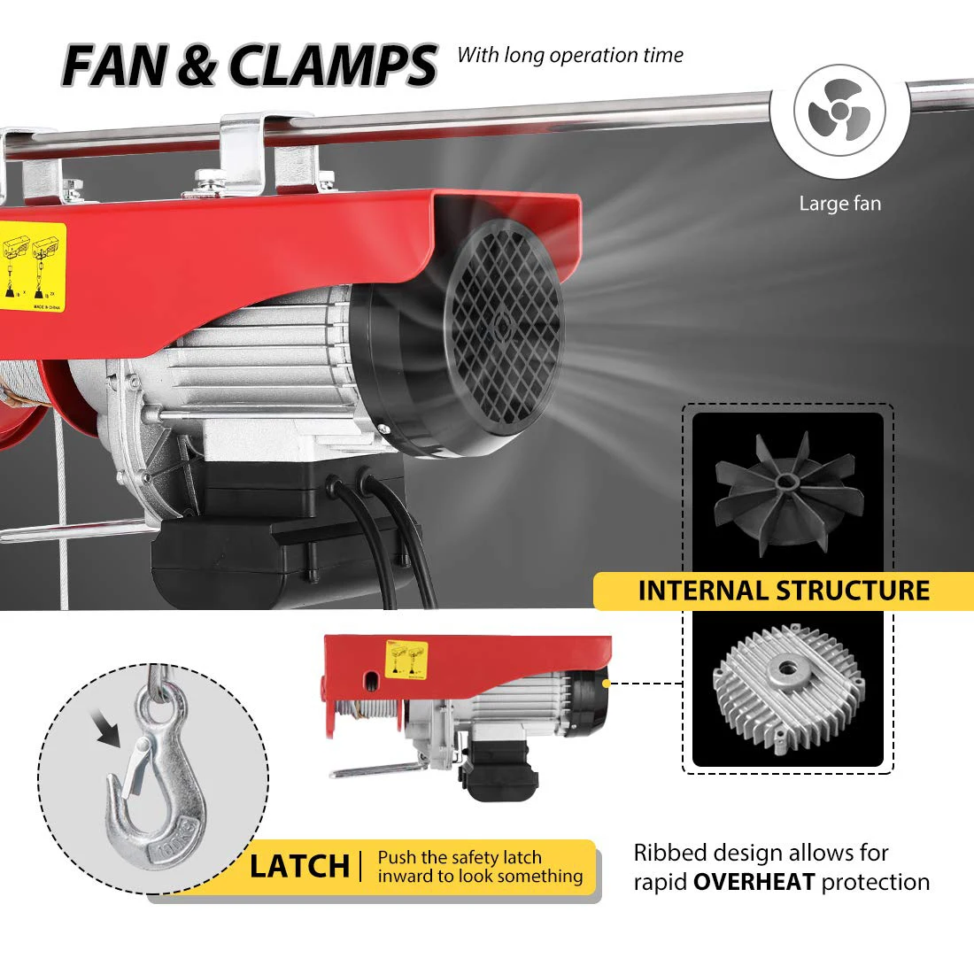 Boneng Electric Hoist 110V 1320 lb winch with remote control galvanized steel wire hoist 38 feet lift height