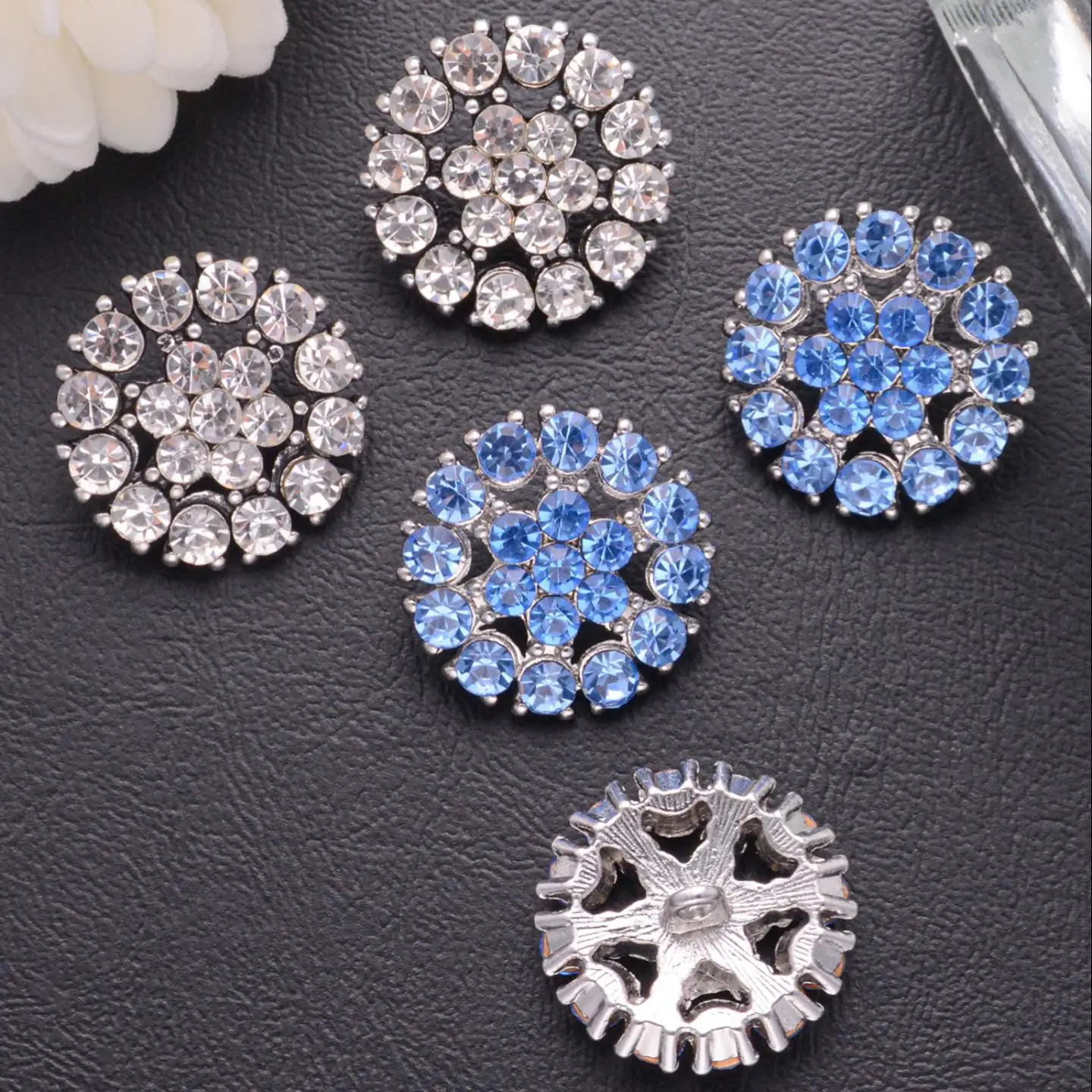 5/10/15 pz 2.1cm lucido pieno di strass fiocco di neve bottoni in metallo cavo per abbigliamento decorativo accessori per cucire moda fai da te