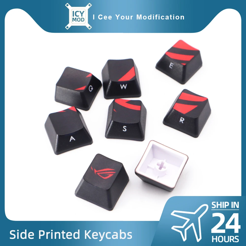 ROG PBT Keycap Sided Printed Gamers MOD Mechanical Keyboard OEM R4 Height Keycaps Kit Cherry Material Republic of Gamer PC Anime