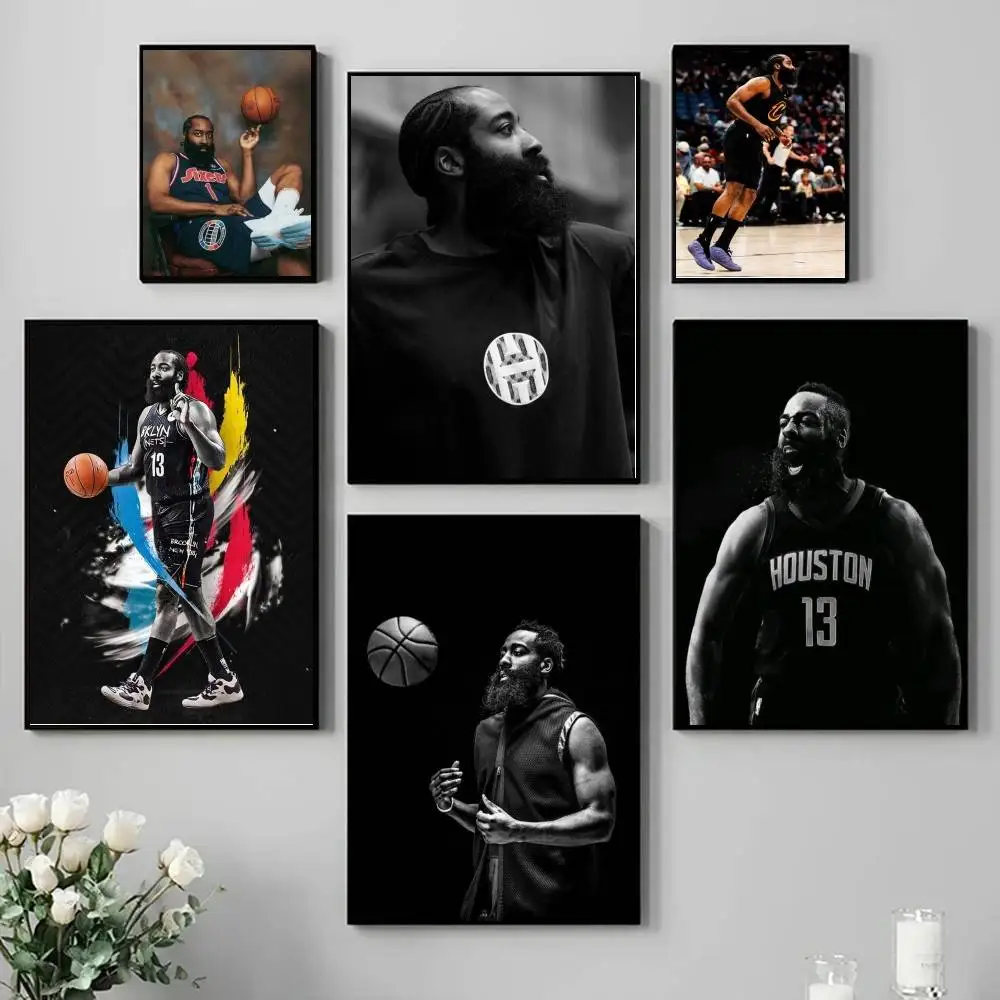 J-James H-Harden Poster Self-adhesive Art Waterproof Paper Sticker Coffee House Bar Room Wall Decor