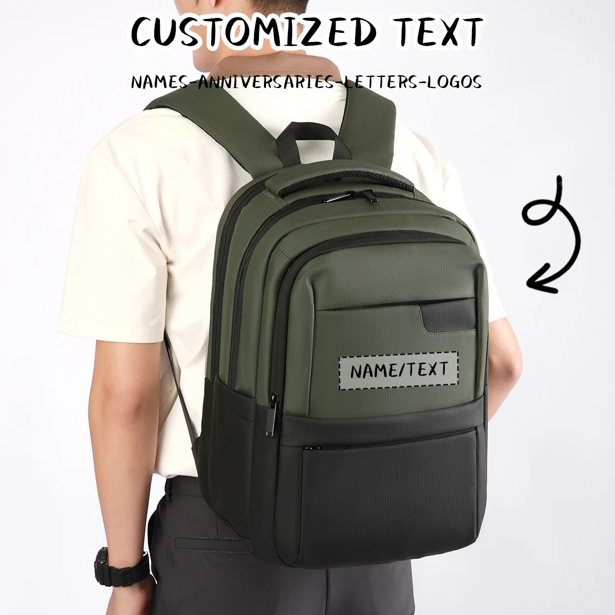 

Logo Customized Backpack Men's Large-Capacity Backpack 2026 New Model Business Travel Computer Bag Men's School Bag Boarding Bag Exclusive DIY