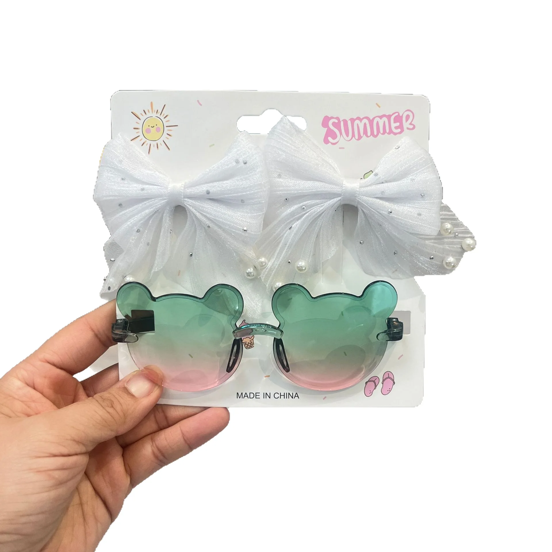 Bear Shape Sunglasses Retro Gradient Sunglasses Kids Sunglasses Cute For Children Beach Outdoor Activities