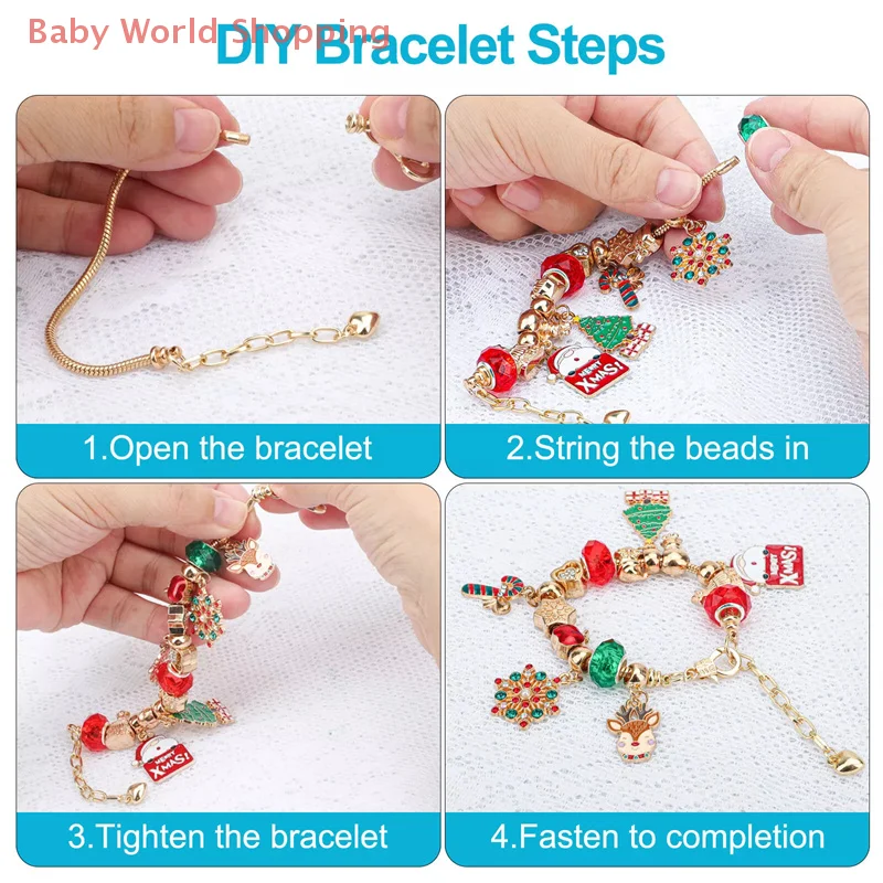 Confezione regalo con calendario dell'Avvento di Natale 2025 Creativo fai da te Pupazzo di neve Bracciale con Babbo Natale Scatola con calendario per il conto alla rovescia per ragazze Regalo di Capodanno