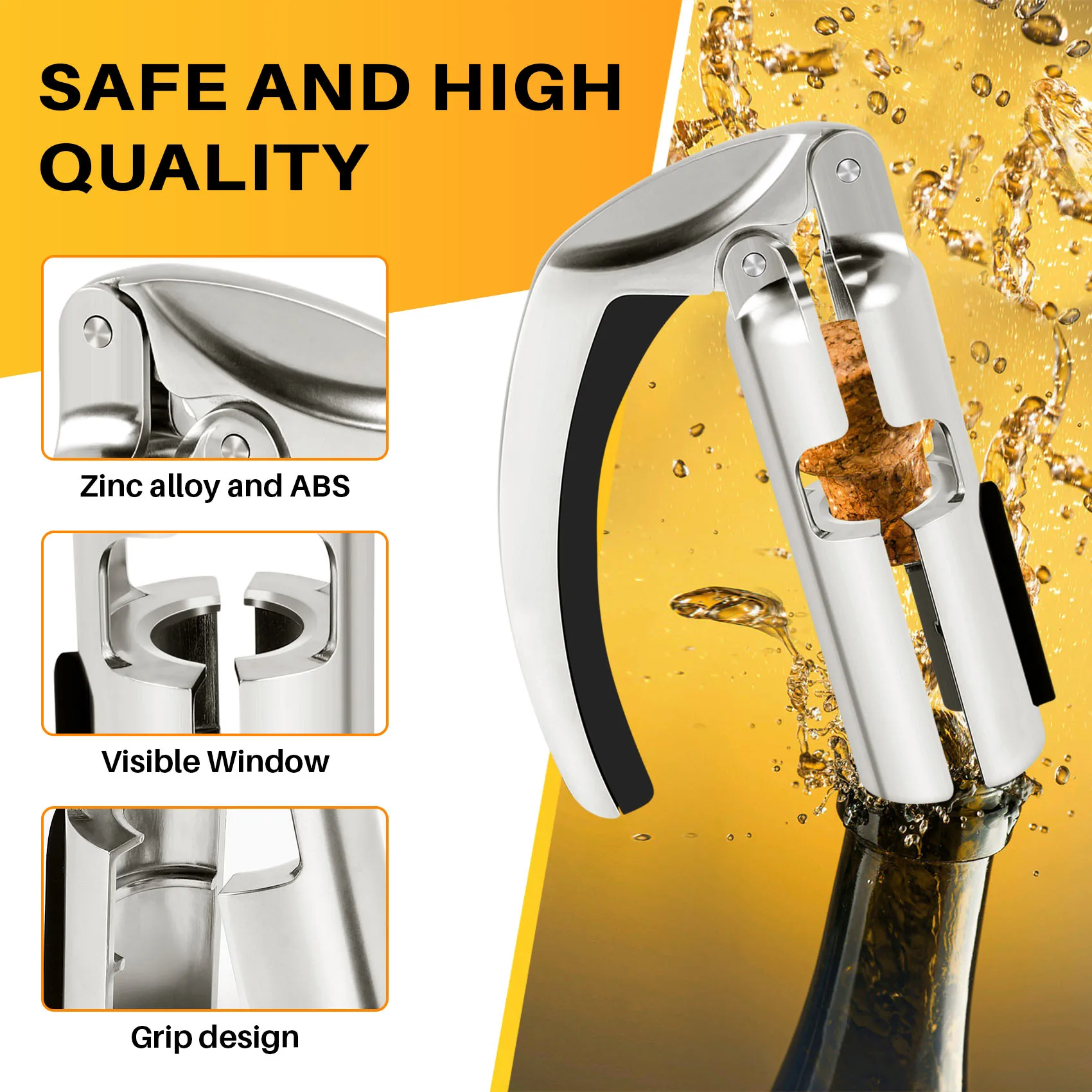 [ABFI!】 Champagne Bottle Opener Sparkling Wine Cork Puller For Sparkling Wine, Wine Bottle Opener, Wine Cork Puller - view 2