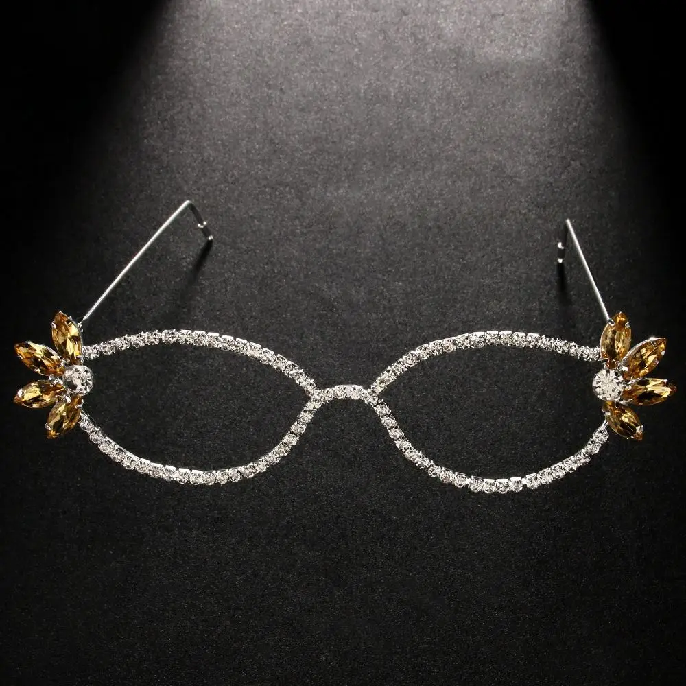 Irregular Rhinestone Eyeglass Frame Light Luxury Vintage Face Eyewear Decoration Sparkling Party Jewelry Crystal Eye Frame