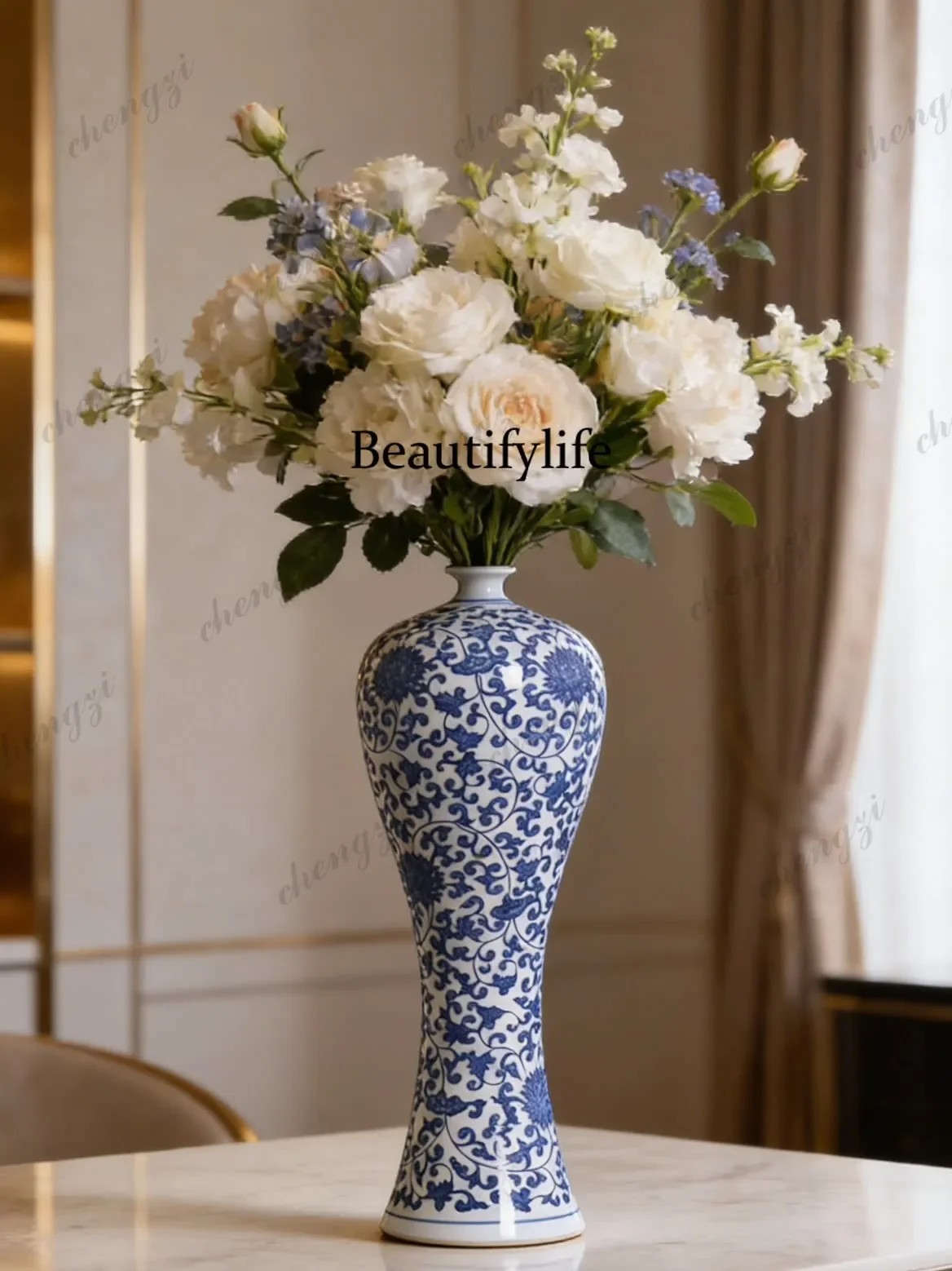 a95 Jingdezhen ceramic vases, living room flower arrangements, beauty vases, Chinese light luxury and sophisticated uniqueness