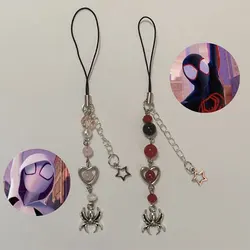 Miles and Gwen Love Mobile Charm Handmade Spidery2K Gothic Beaded Gift