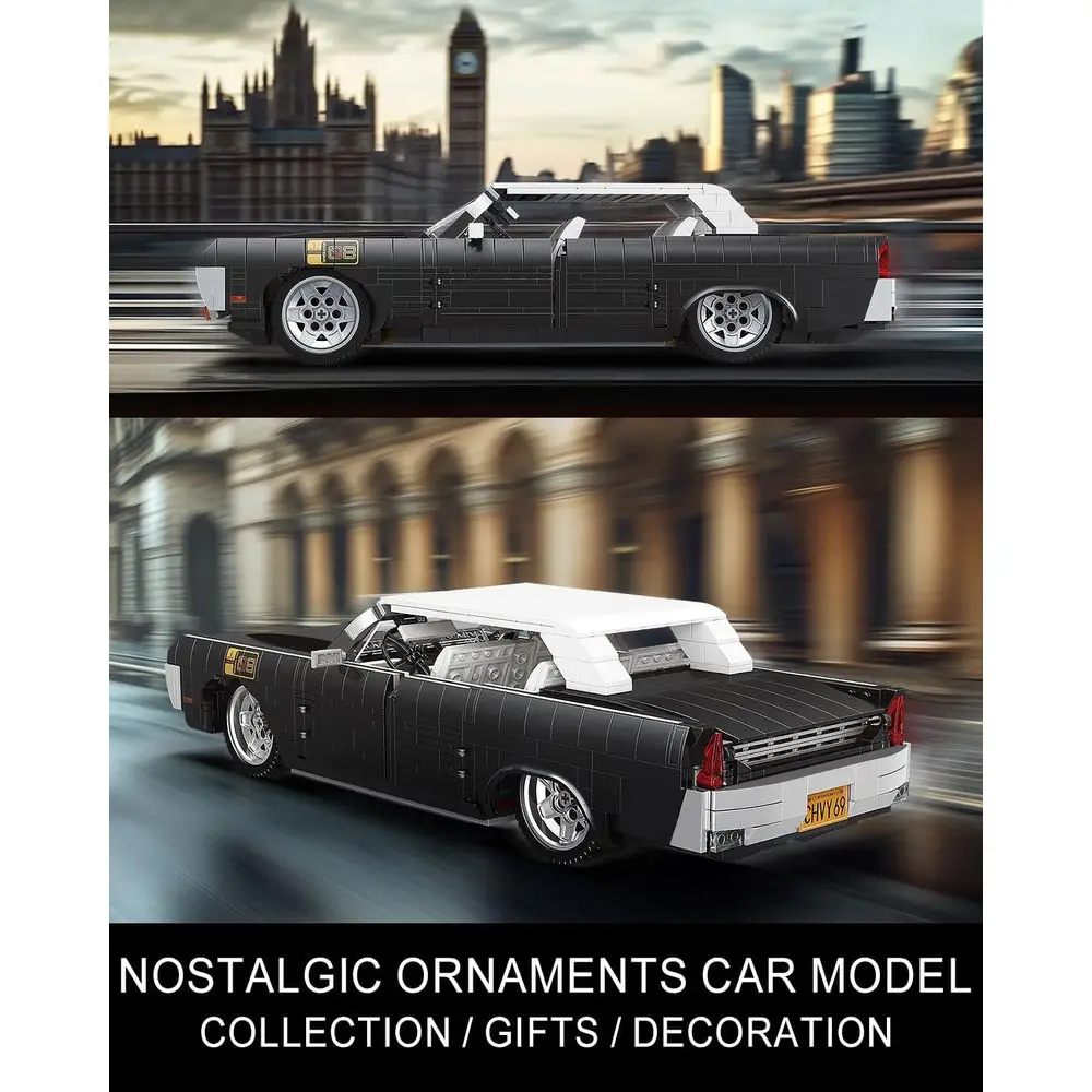 Classic Vintage Sports Car Building Blocks Kit, 1903-Piece Model Set for Ages 14+ and Adult Collectors (Static Version)