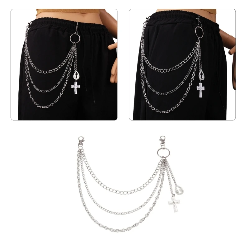 

Punk Side Chain On Jeans Pants Handbag for Girls Multilayer Body Chain Trousers Street Clothing Chain