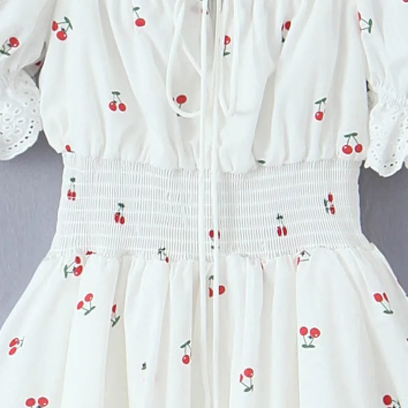 HKSH Estate delle nuove donne Ins Fashion Sweet High Street Casual Colletto quadrato Maniche a sbuffo Vita che dimagrisce Abito corto floreale HK5847