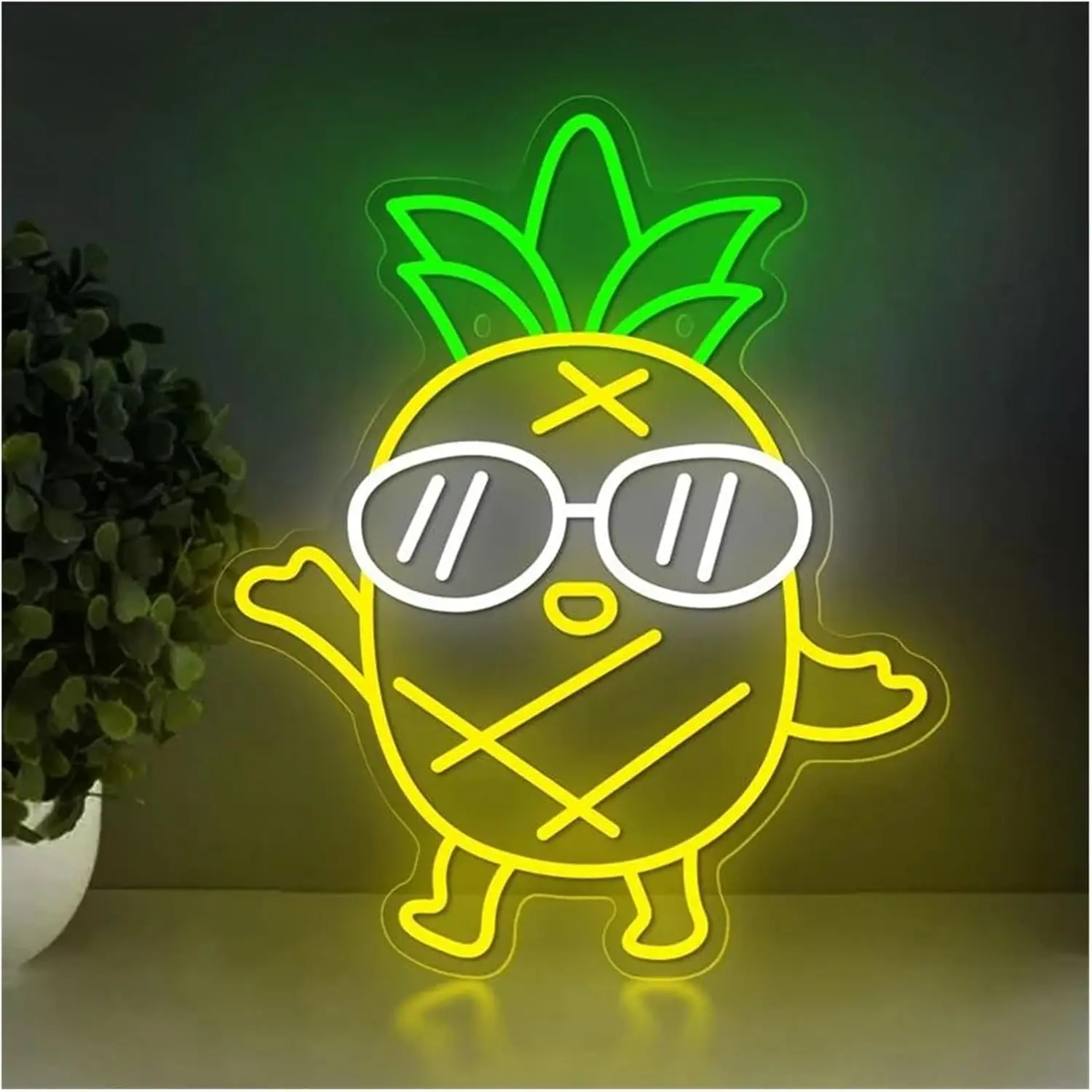 

Walking Pineapple Neon Sign USB Dimmable LED Neon Light Sign for Drink Bar Man Cave Bedroom Shop Game Room Party Wall Decor