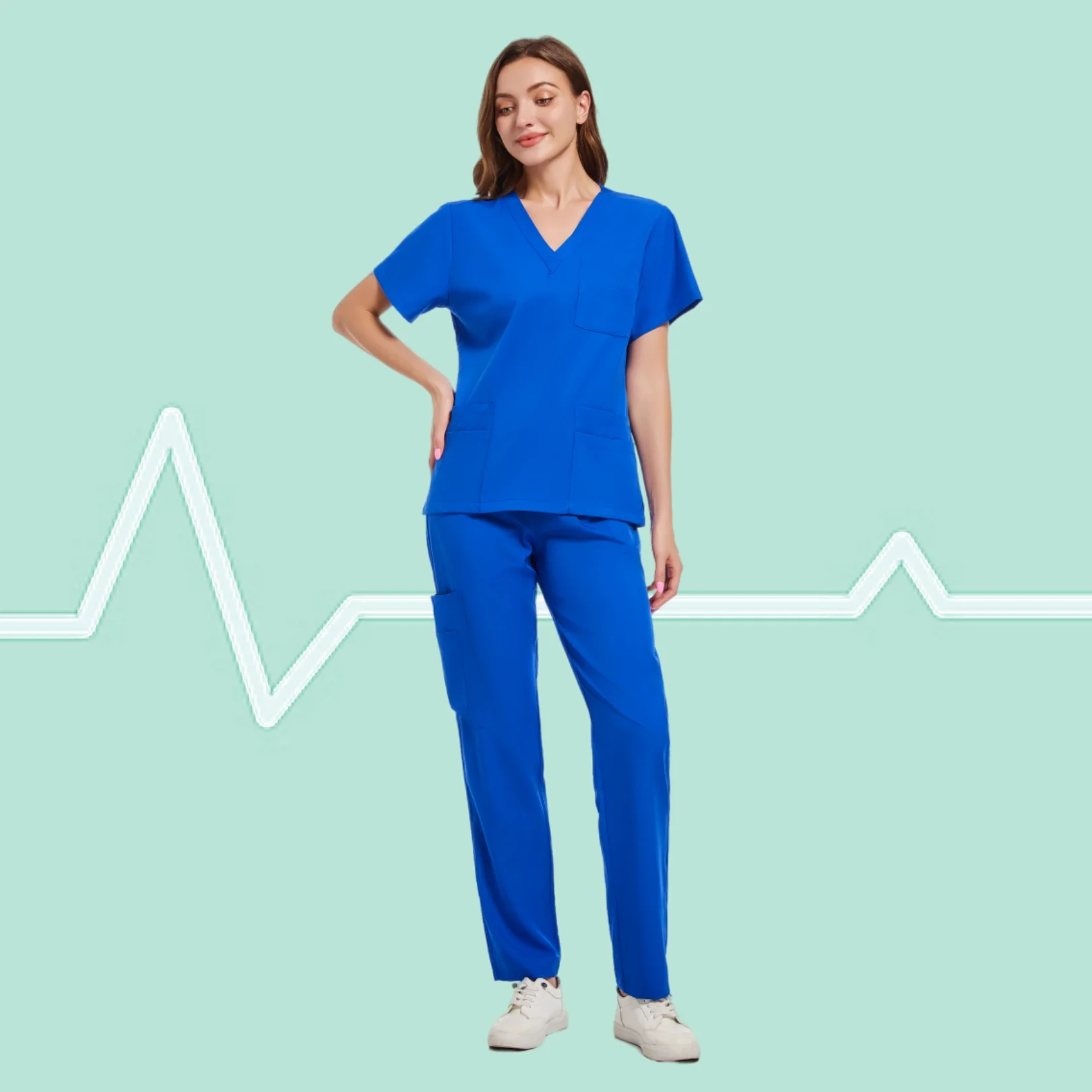 Uniforme médico de alta calidad para enfermera, conjunto moderno de Top y pantalón con cuello en V, ropa de trabajo para Hospital, trajes para médicos para mujeres y hombres