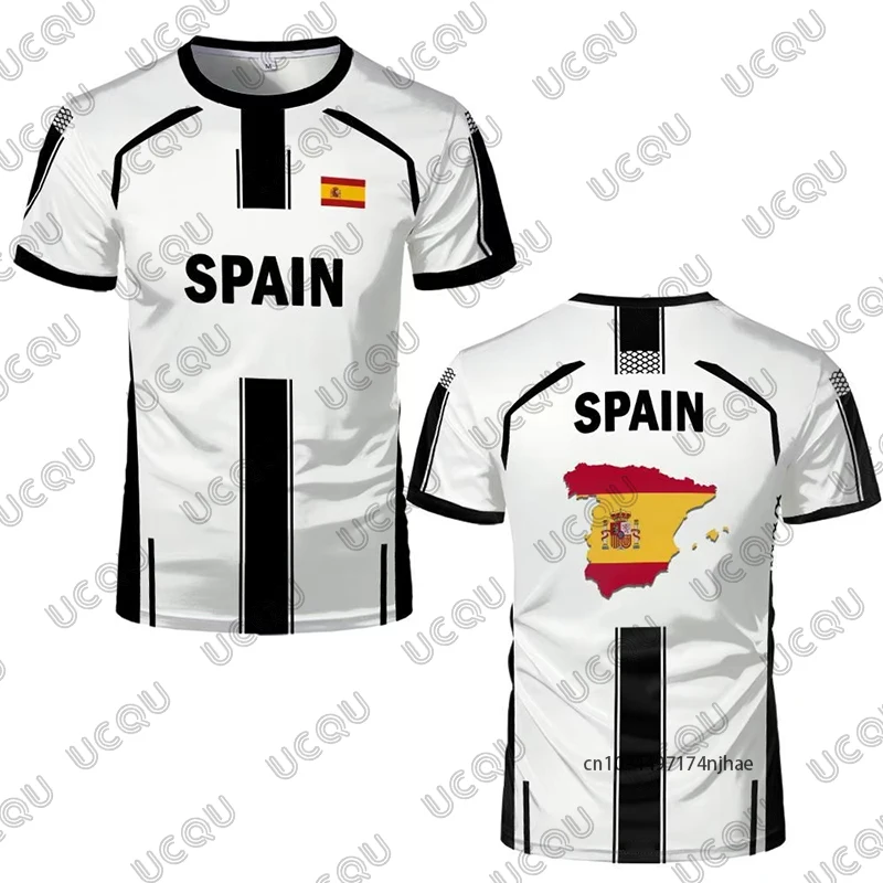 Summer New Spain Flag Print Soccer Jersey For Men Women T-Shirt Outdoor Breathable Sports Training O-neck Tees Casual Kids Tops view 5