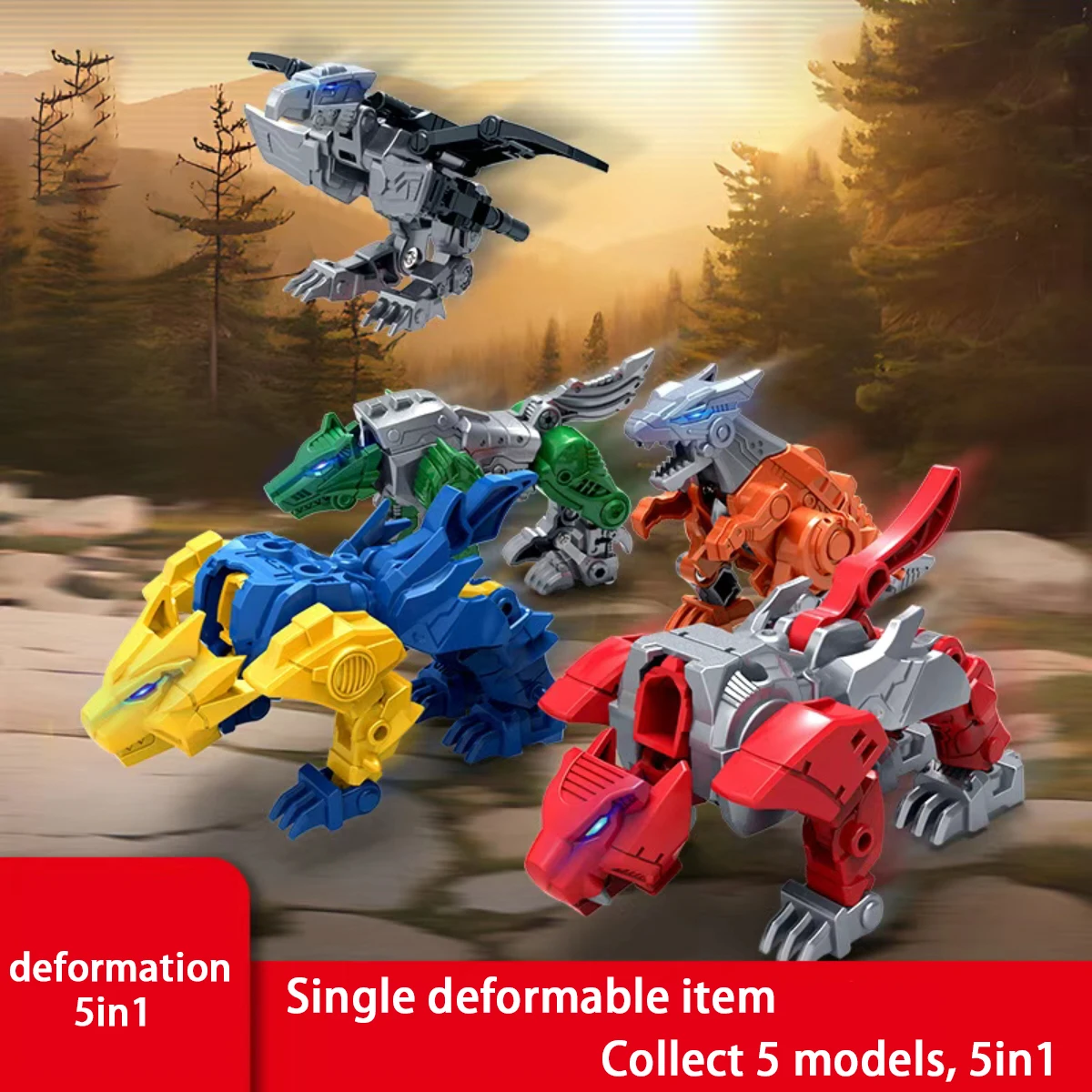 

5in1 Cheap Deformation Robot Toy High Quality Movable Joints Beast Action Figure Children's Toys Desktop Collect Models Boy Gift