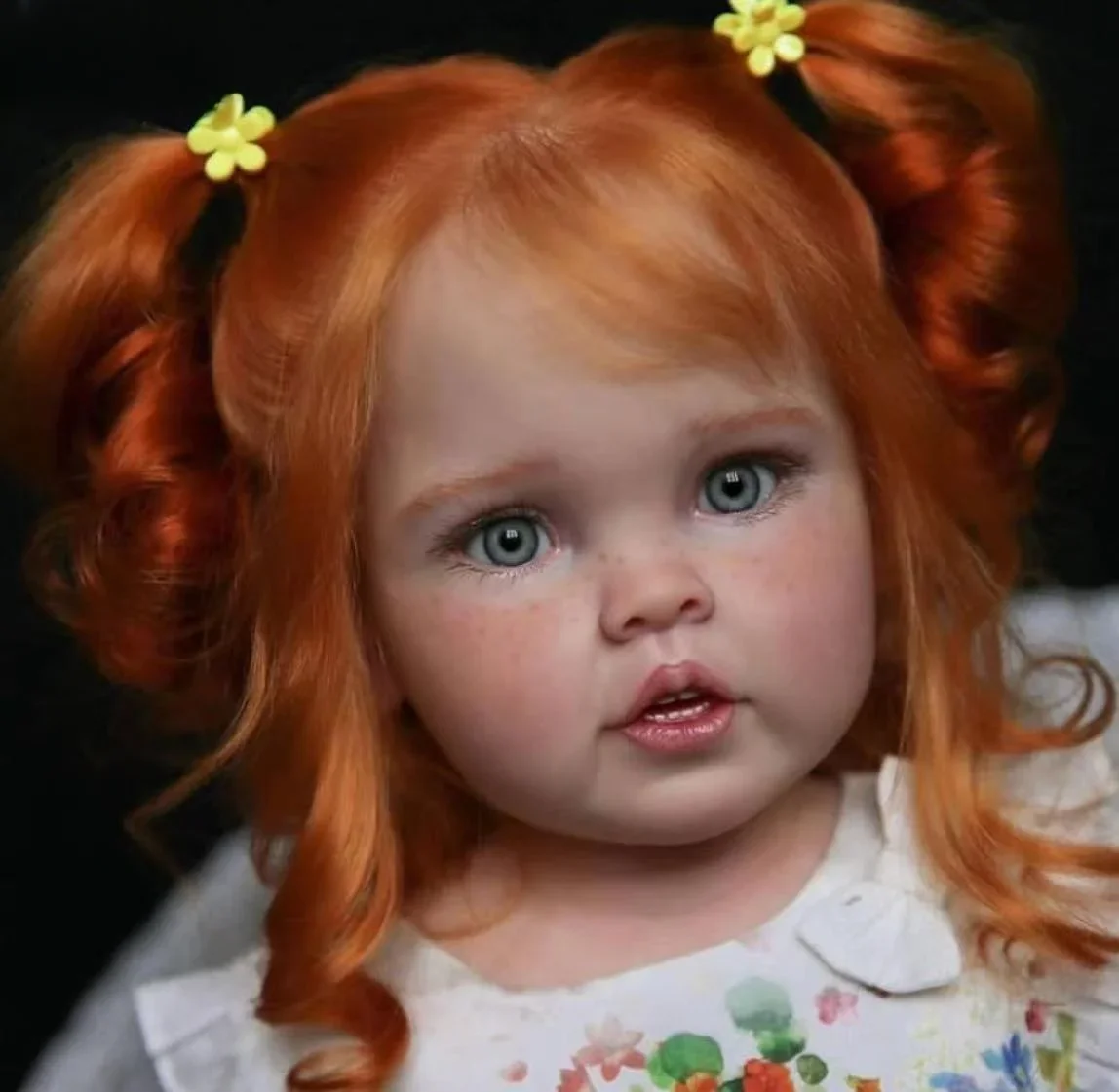 Customized Limited Supply 32inch Reborn Baby Doll Cressida With Hand-Rooted Orange Curly Long Hair Already Finished Doll