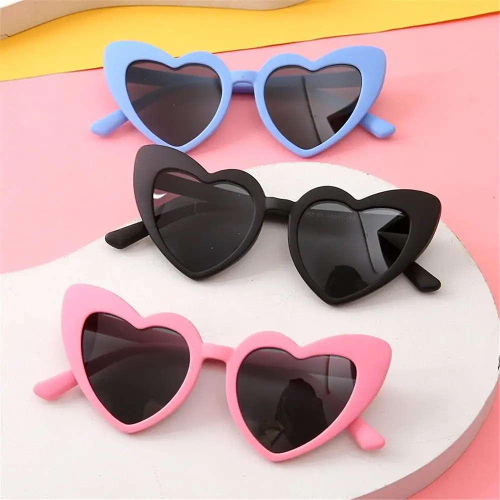 Boys Girls Pink Heart-Shaped Kids Sunglasses Heart Sunglasses Glasses Toddler Sunglasses