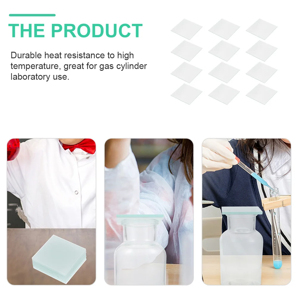 12Pcs Gas Cylinder Glass Sheets Frosted Sealing Plates Durable High Temperature Resistant for Gas Collecting Bottles Chemistry