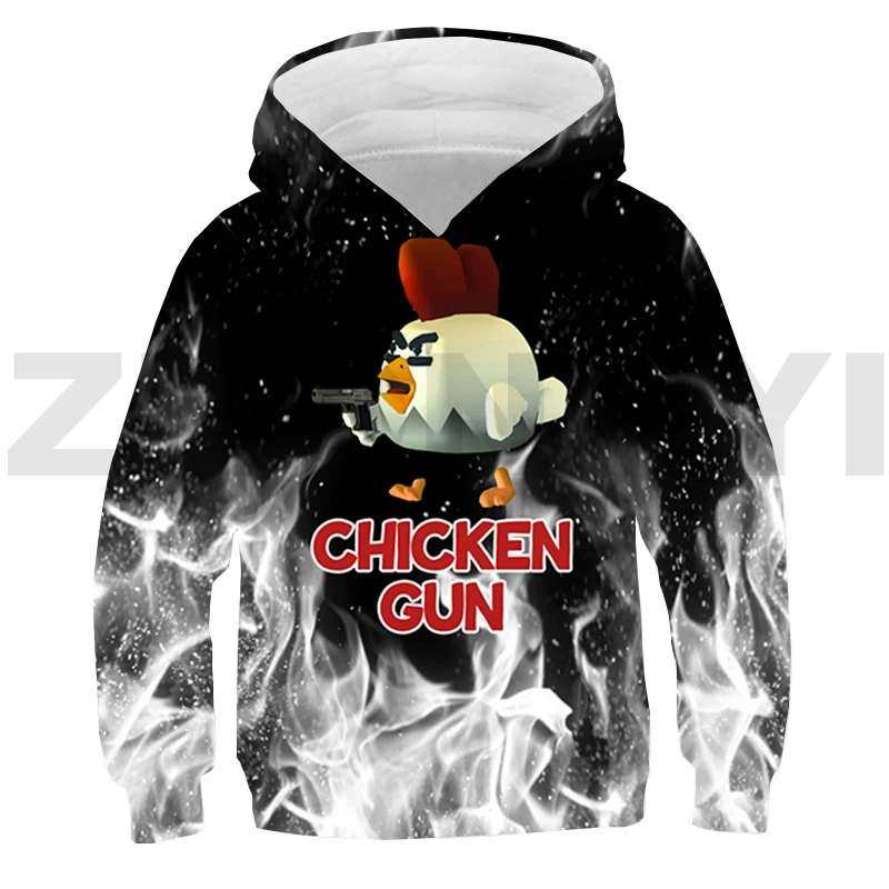 Chicken Gun Game Sweatshirt Hoody Comfortable Outerwear Kids Boys Hip Hop Tracksuit 3D Cartoon Chicken Gun Hoodies Anime Clothes