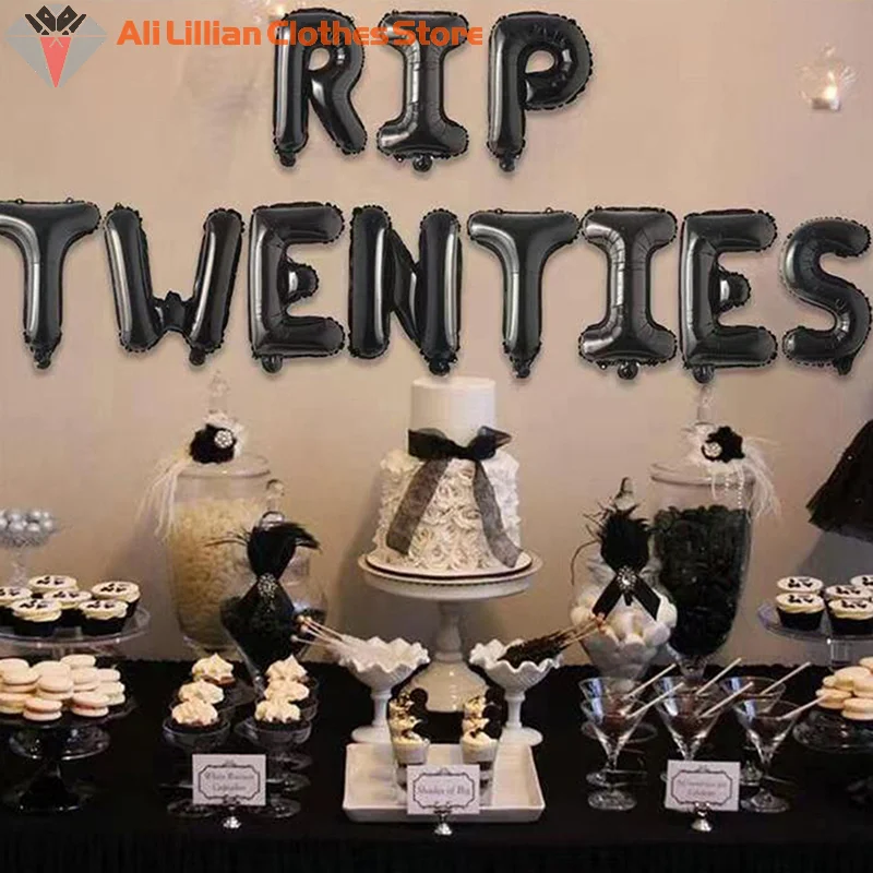 Rip Twenties/Thirties/Forties Balloons Birthday Balloons Banner Death To My 20s/30s/40s Party Decor For Youth Men Women