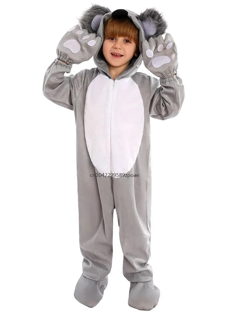 Koala Animal Cosplay Costume pour enfants, combinaison grise, fête de carnaval, mignon, Halloween, offre spéciale, 2024