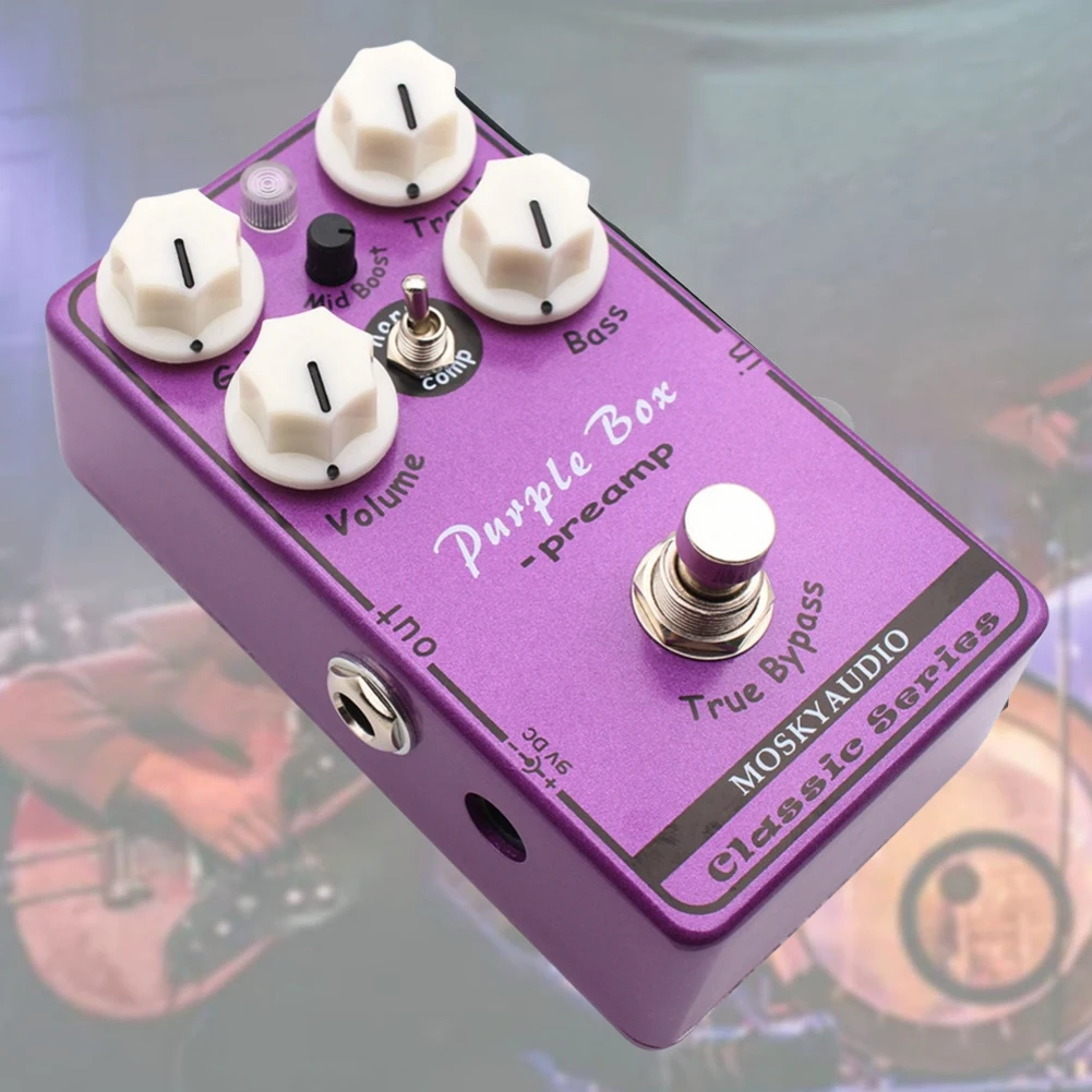 For -MOSKY Guitar Effect Pedal  Preamp Overdrive With 2-Band EQ Mid-Boost & Compression Options  -True Bypass