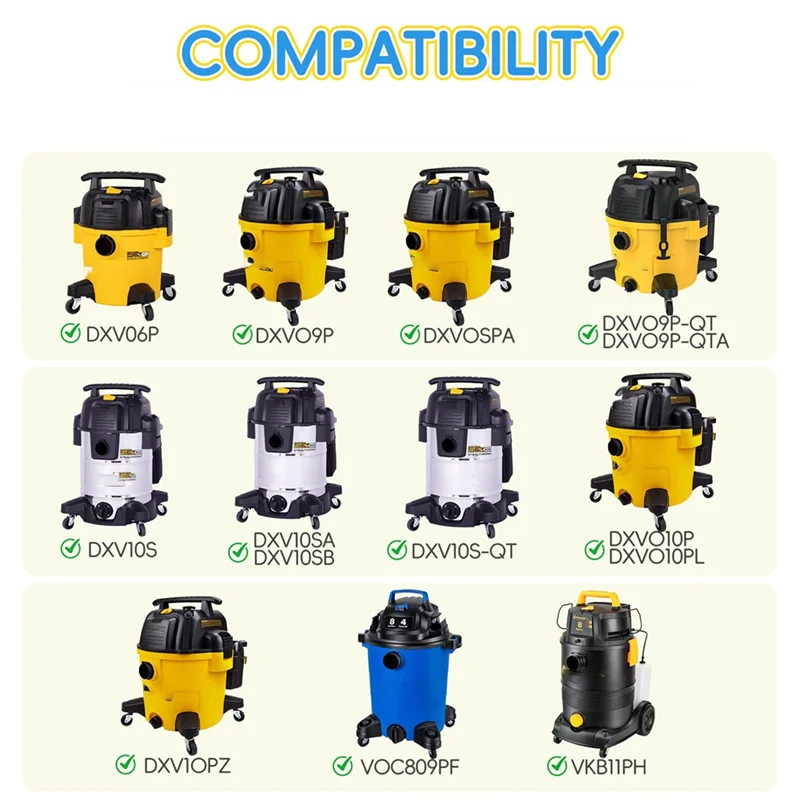 16 عبوة من أكياس DXVA19-4101 لأكياس المكنسة الكهربائية للمكنسة الكهربائية الرطبة/الجافة سعة 6-10 جالون، لمتجر Vac Bags-A77G