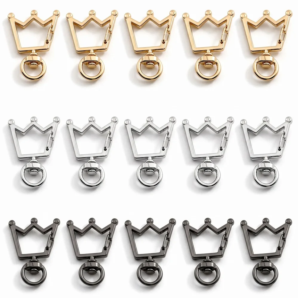 5-100 Pcs Crown Shape Spring Lobster Clasps Metal Mix Keychain Clasps Hook For Diy Keyring Bag Doll Pendant Accessories