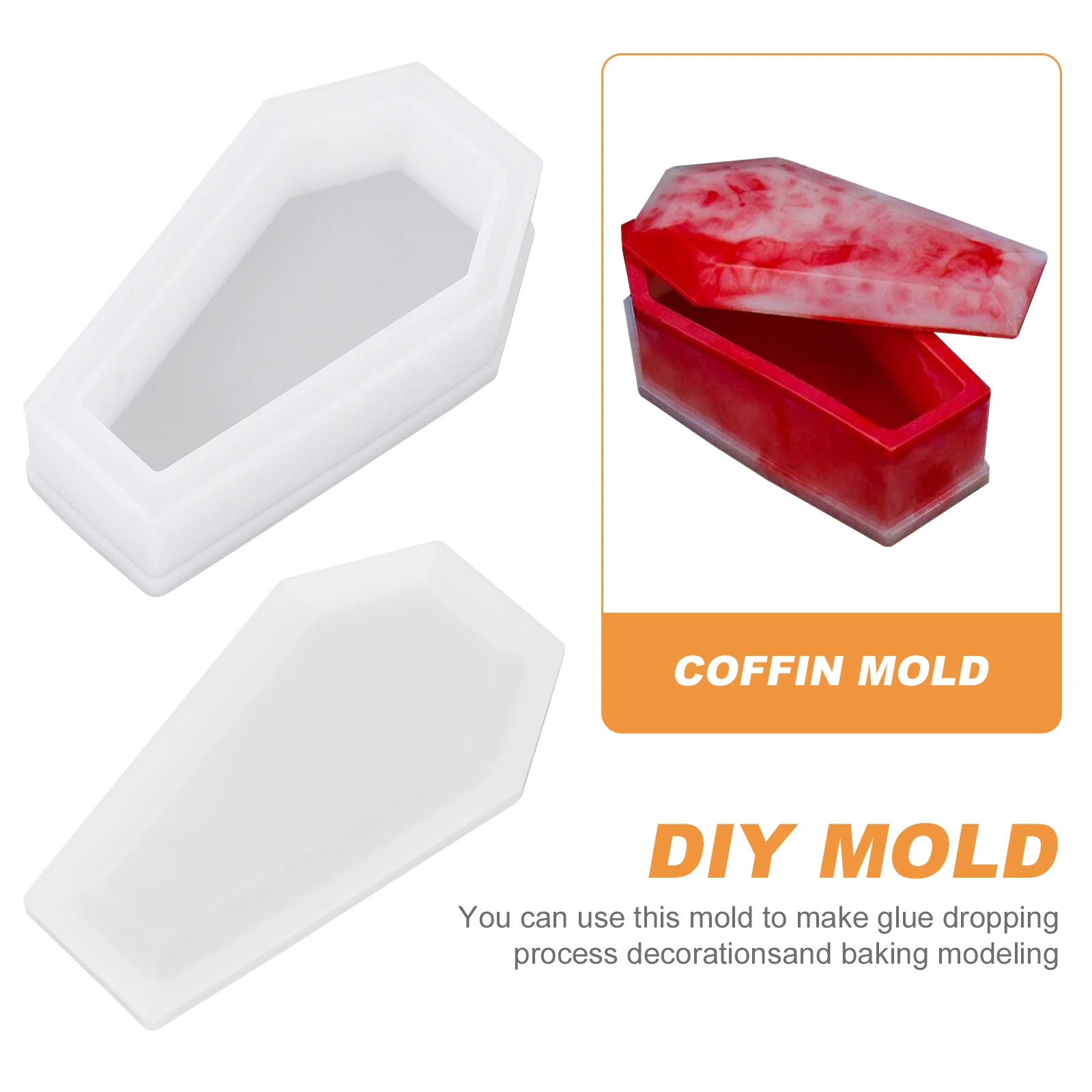 

1pc Halloween Coffin Silicone Mold For Diy Crystal Drop Mold Durable Ornament Making Tool Eco-Friendly Kids Craft Storage Box