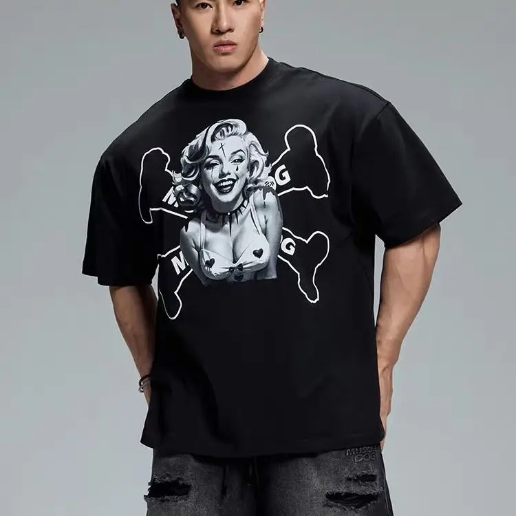 

2025 New High-quality American Marilyn Dew Fitness Short-sleeved T-shirt Men's Loose Breathable Short-sleeved Printing