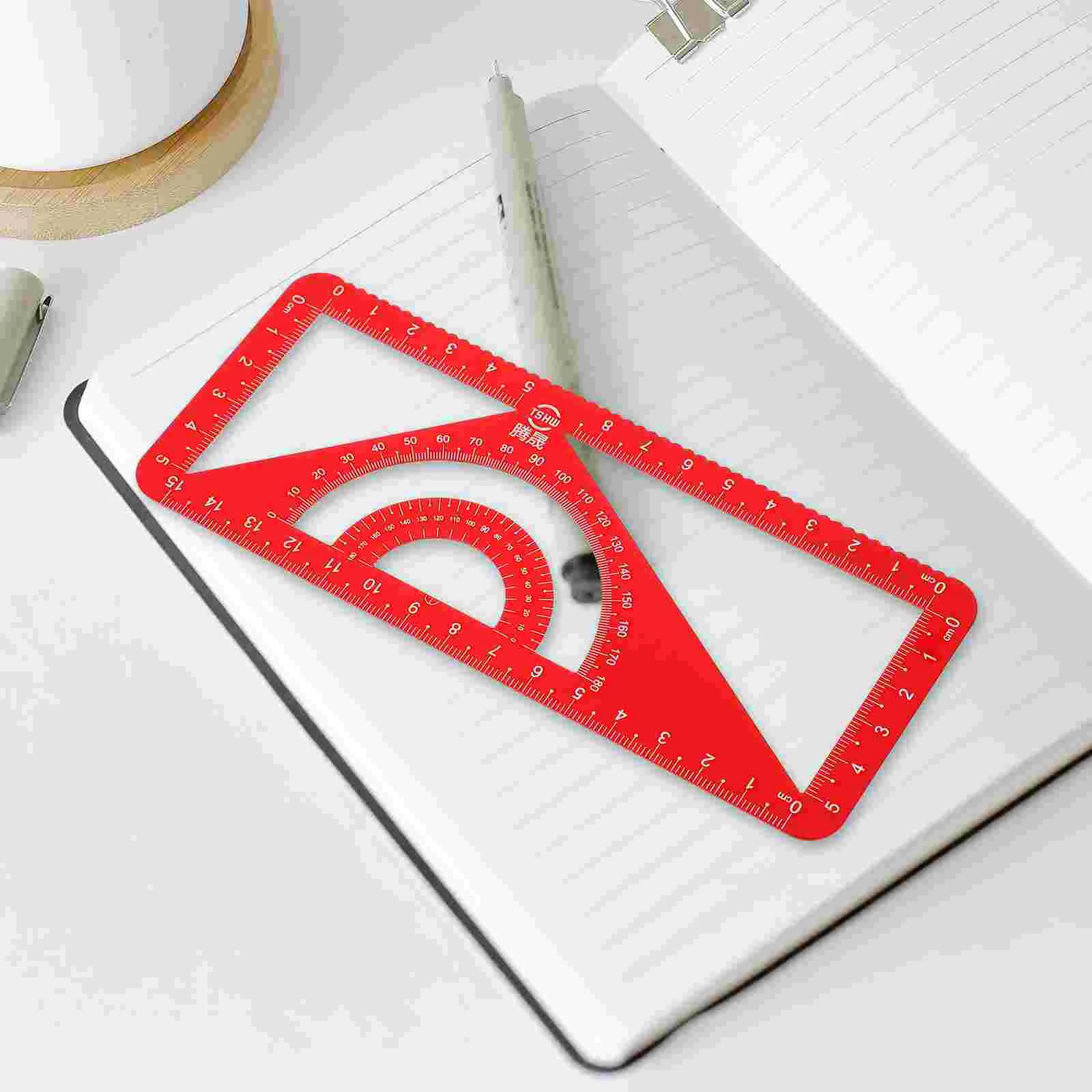 Multi Metal Ruler Drawing Measurement Set Red Aluminum Alloy School Stationery Office