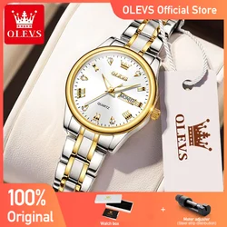 OLEVS, nuevo reloj de cuarzo a la moda para mujer, reloj clásico resistente al agua de marca de lujo para mujer, relojes con correa de acero inoxidable