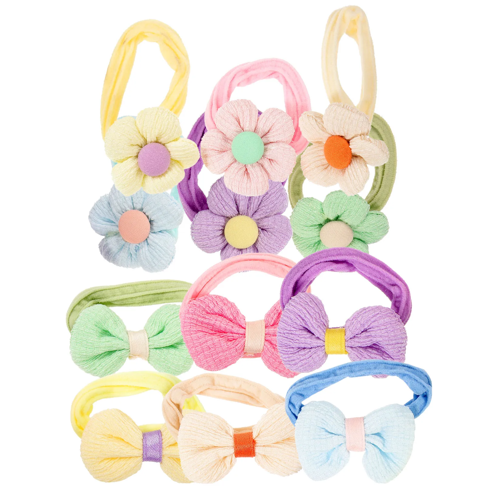 12Pcs Baby Girls Hair Ties Flower Bow Elastic Ponytail Holders Soft Rubber Bands for Toddler Hair Accessories