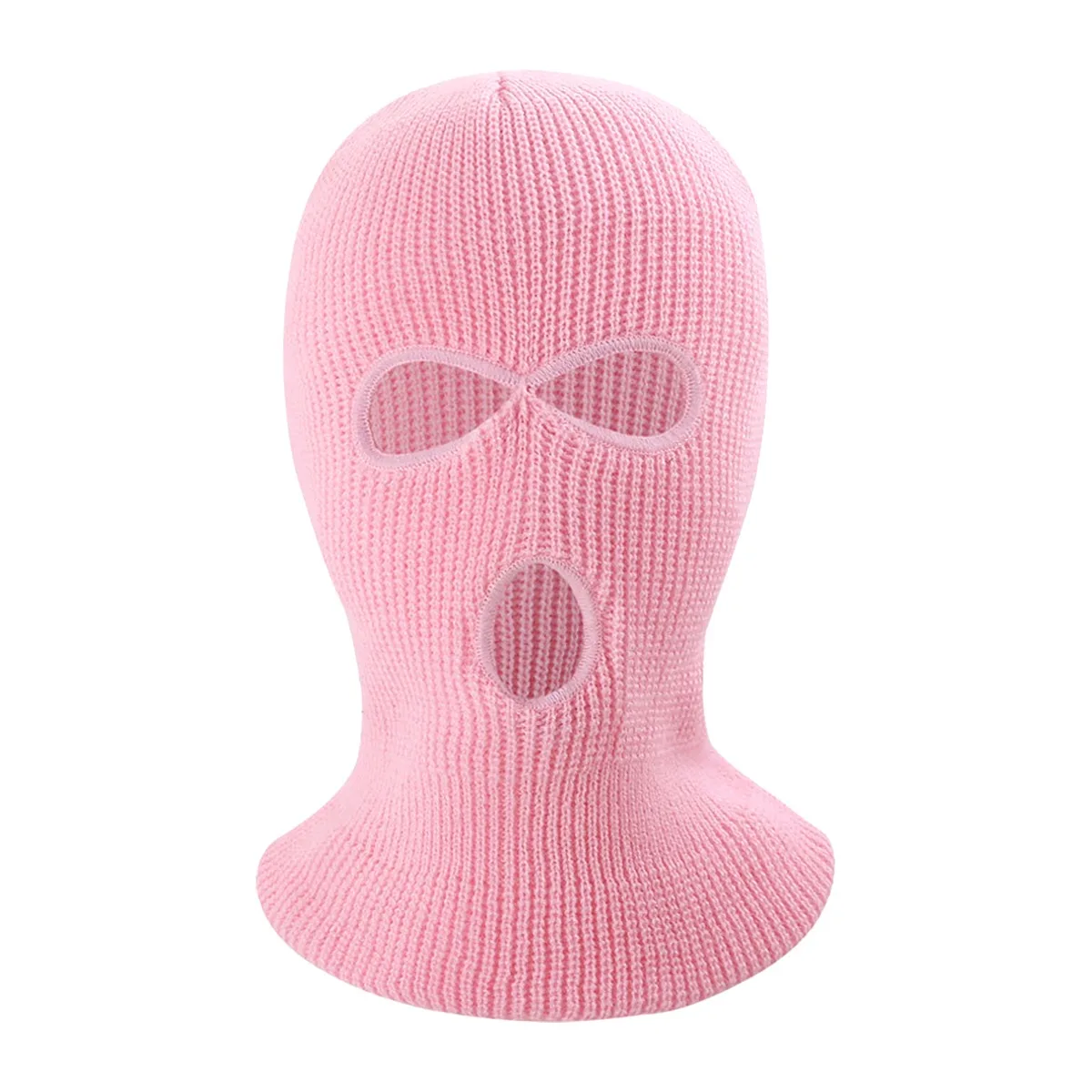 Solid Color 3 Holes Full Face Knitted Hat Men's Women's Winter Hat Warm Cover Ski Mask Hat Balaclava Windproof Beanies Bonnet