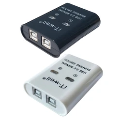 IT-Well USB Printer Sharing Device, 2 in 1 Out Printer Sharing Device 2-Port Manual KVM Switching Splitter Hub Converter