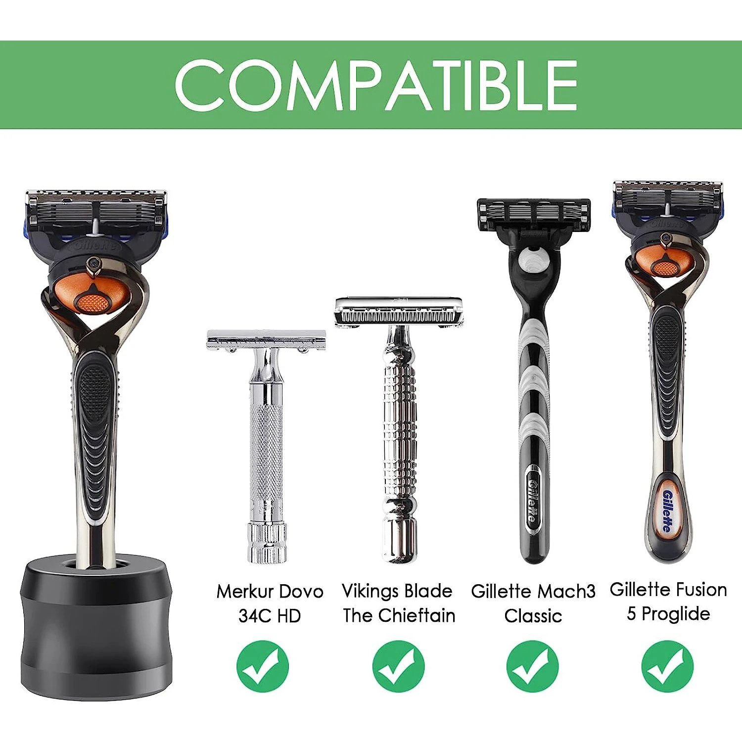 حامل ماكينة حلاقة آمن، حامل حلاقة رجالي من سبائك الألومنيوم لأسطح الحمام وحامل ماكينة حلاقة اللحية اليدوي المعدني للرجال #3