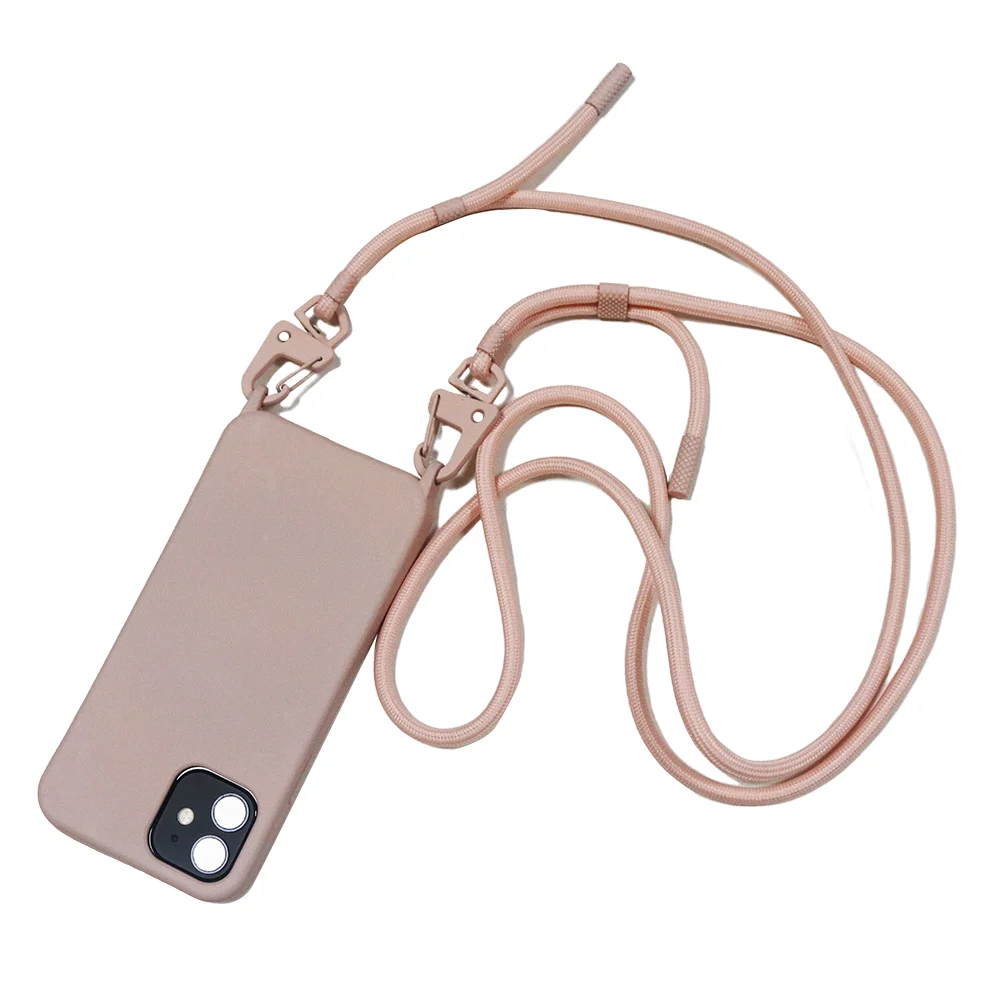 

Luxury Crossbody Necklace Strap Lanyard Cord Silicone Phone Case for iPhone 14 13 12 11 15 Pro Max MiNi X XR XS Max 8 Plus Cover