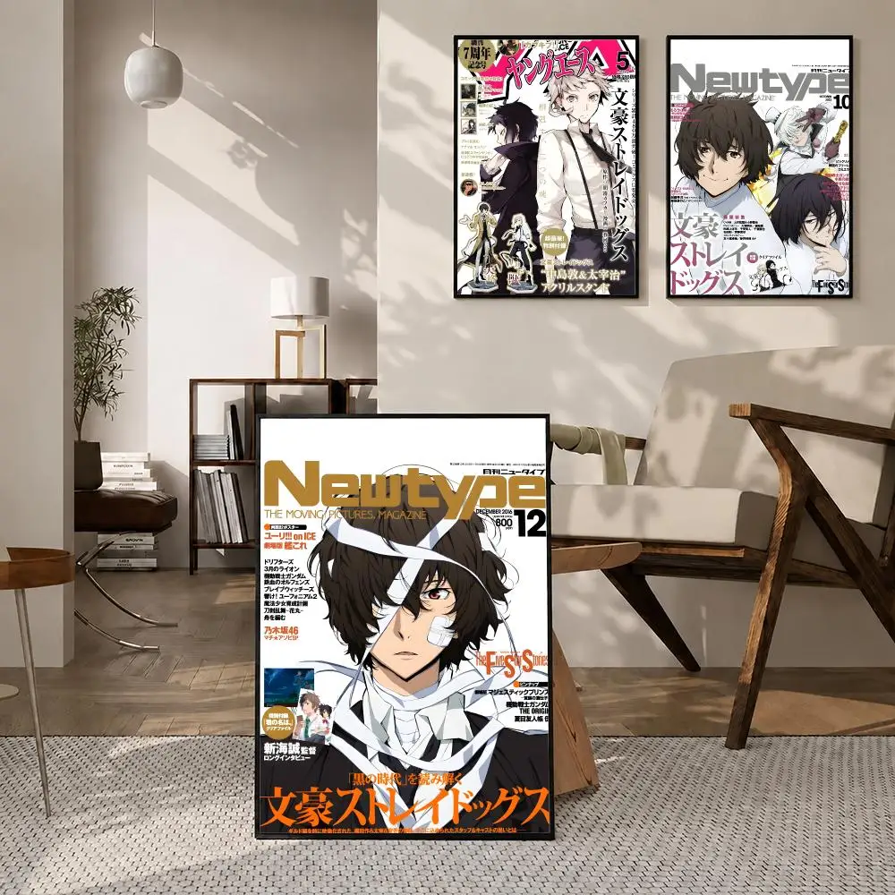 Anime Bungo Stray Dogs Poster Self‑Adhesive Waterproof PP Poster Coffee House Bar Wall Art Sticker Room Home Decor