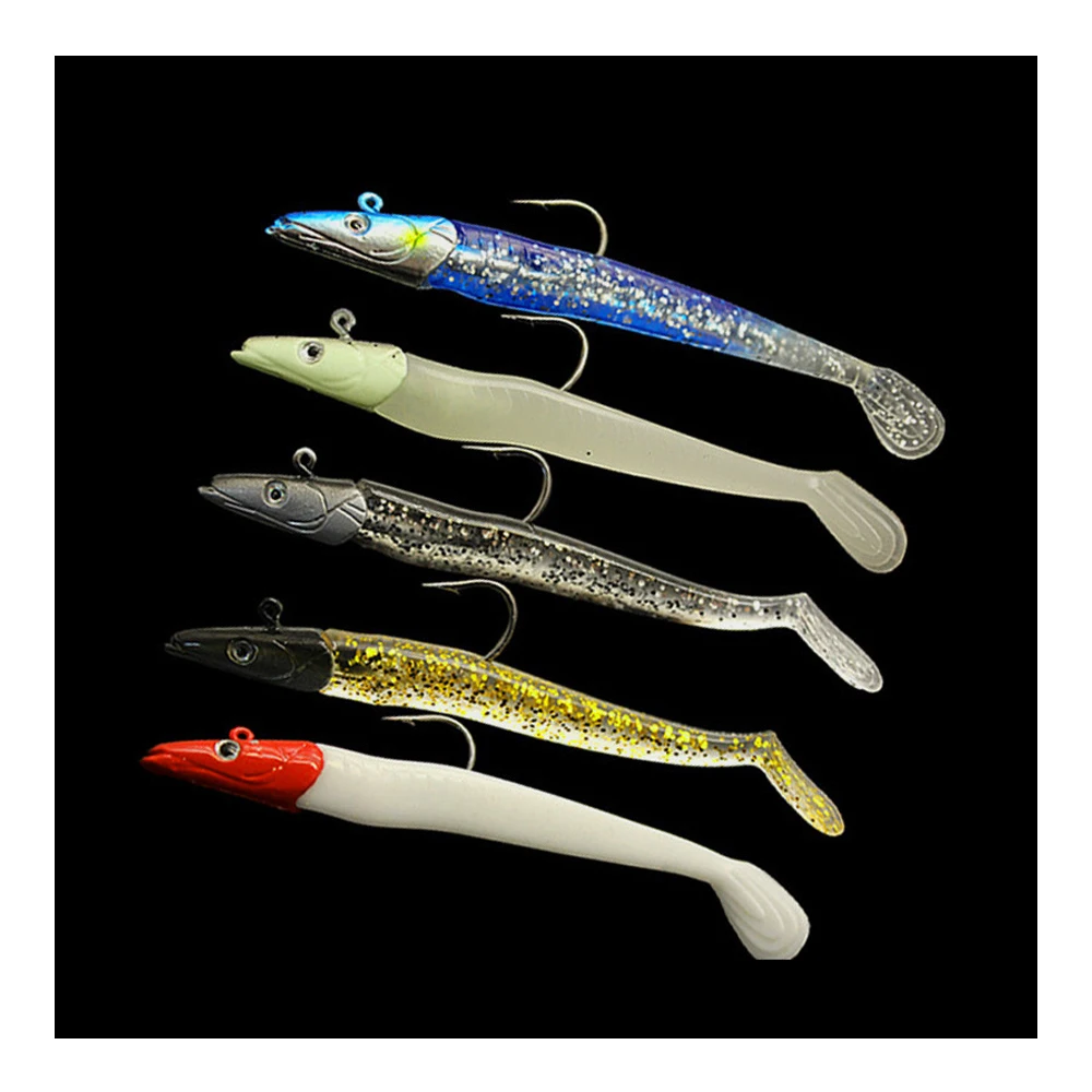 1PC Soft Lure Glow Crazy Fish Sand Eel Wobbler Bait Silicone Sea Bass Pike Rockfishing Grouper  Fishing Lead Jig