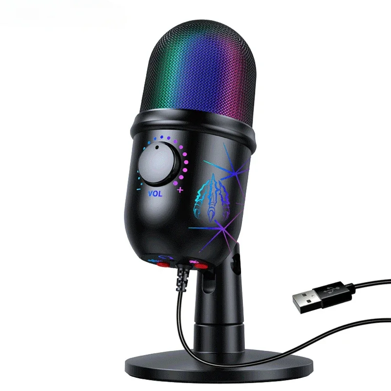 Microphone professionnel à condensateur USB, studio statique, avec trépied, pour téléphone, PC, Skype, jeux en ligne