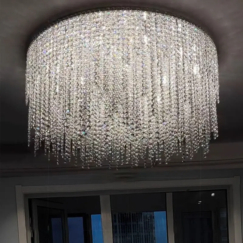 Loft duplex floor chandelier, living room staircase crystal chandelier
