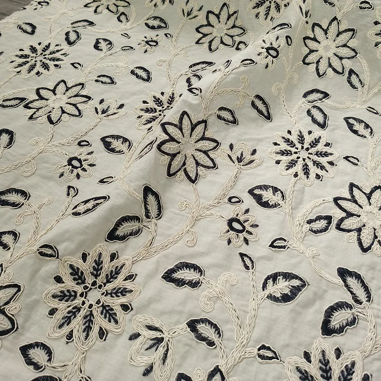 

Vintage 3D embroidered linen fabric width 137CM for clothing tablecloth, curtain handbag DIY fabric