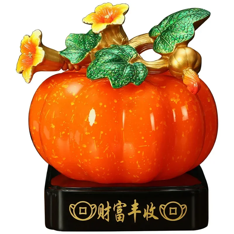 

Resin Pumpkin Ornaments Chinese Style Living Room Decoration TV Cabinet Ornaments Feng Shui Housewarming Gift Decorative Statues