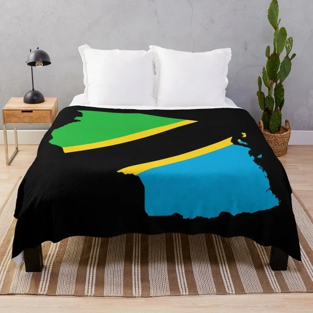 

Flag Map of Tanzania Throw Blanket Cozy Warm Blanket for Bed Room Decor