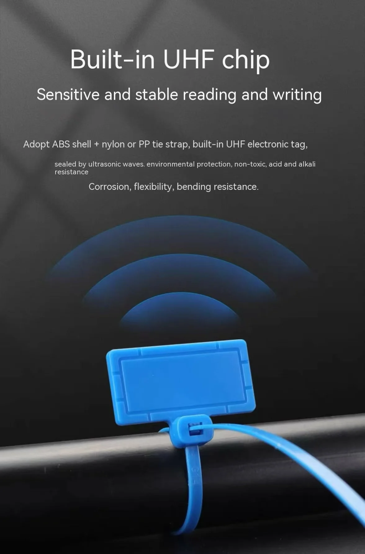 RFID UHF สายผูกหมวดหมู่ 860-960MHz 18000-6C ทิ้งแถมอิเล็กทรอนิกส์: สายไฟและการจัดการสายเคเบิลป้าย 50pcs