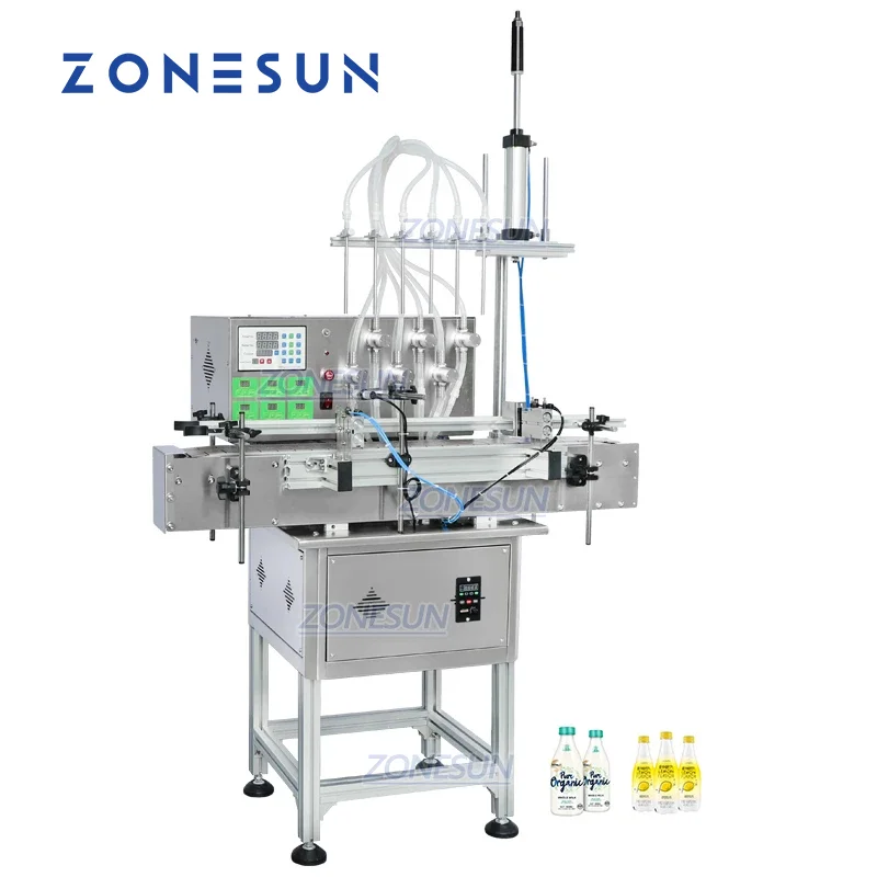 ZONESUN Liquid Filling Machine  ZS-DTMP6M Automatic 6 Diving Nozzles Magnetic Pump Foamy Liquid Soap Essential Oil Bottle