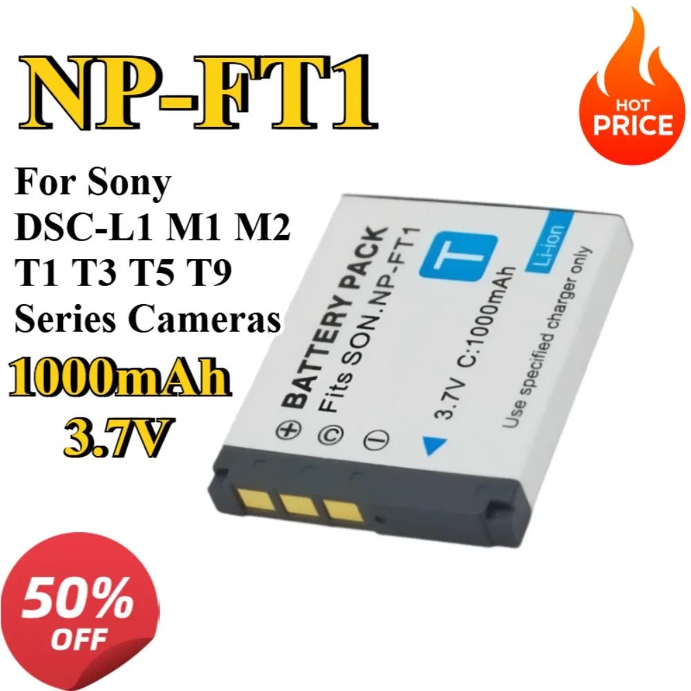 1000mAh 3.7V NP-FT1 Replacement Battery Long-Lasting li-ion Battery for Sony DSC-L1 M1 M2 T1 T3 T5 T9 Series Cameras