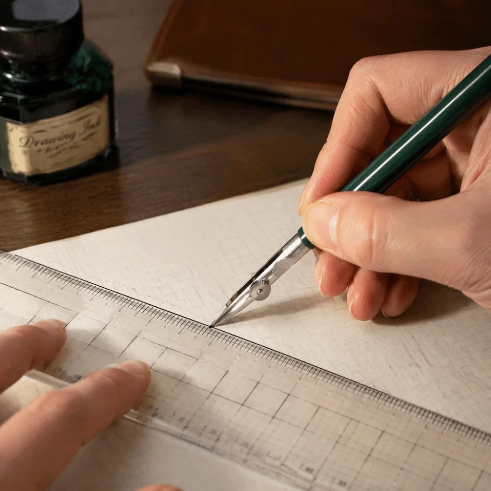 Precision Metal Masking Ruling Pen Green Handle Fine Fine Line Pen Comic Drawing Tool Fine Art Line Work
