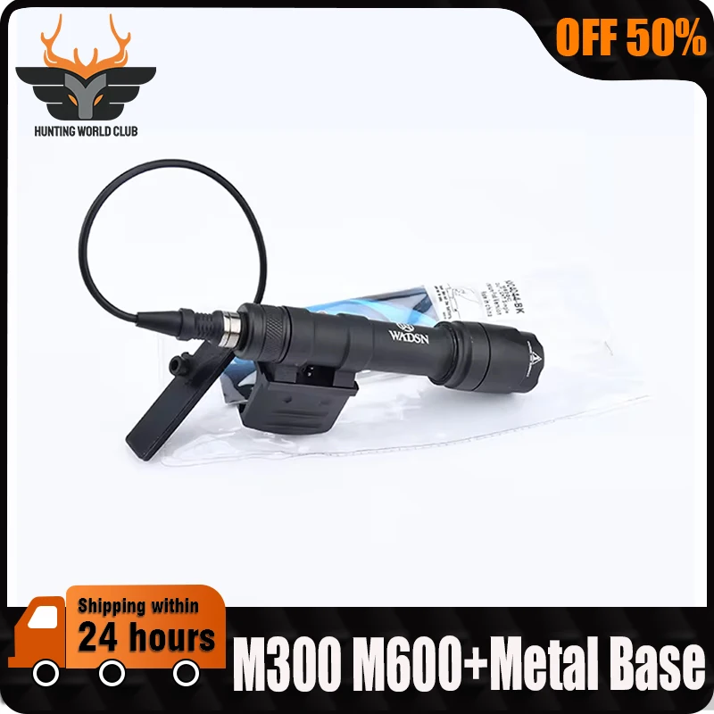 WADSN M600 M300 Tactical Flashlight LEDWhite Light Scout Light OffSet Mount For Airsoft Weapon Accessory Fit 20mm Picatinny Rail