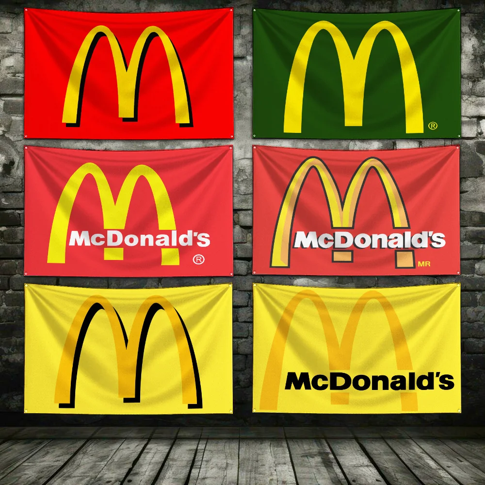 3x5 Ft Brand Art M-Mcdonalds Flag Polyester Digital Printing Banner for Indoor Wall Art Out Door Decoration With Brass Grommets