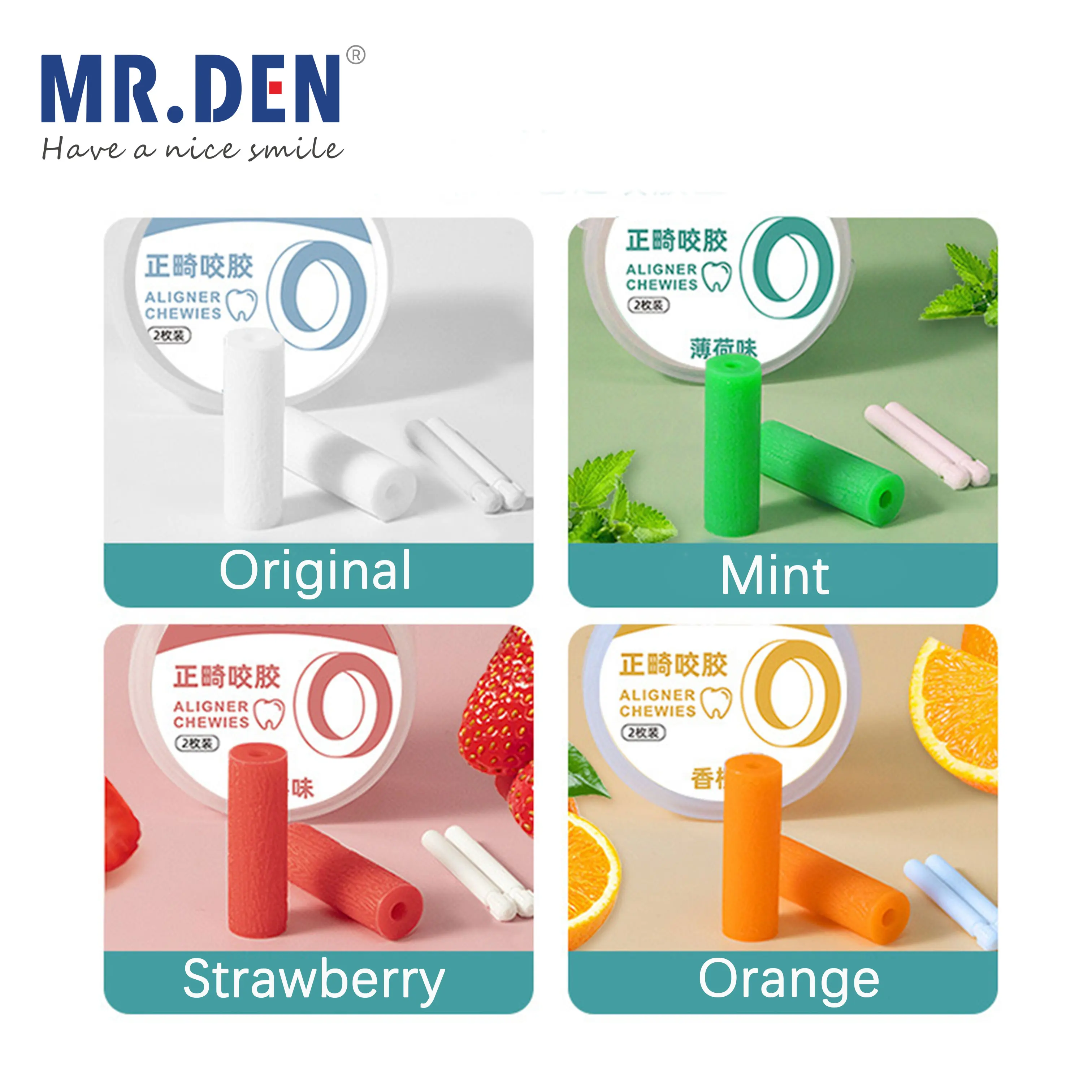 MR DEN 2PC/1 Set Orthodontic Aligner Chewies Silicone Colorful Teeth Stick Bite Tooth Chew Aligners Invisable Braces